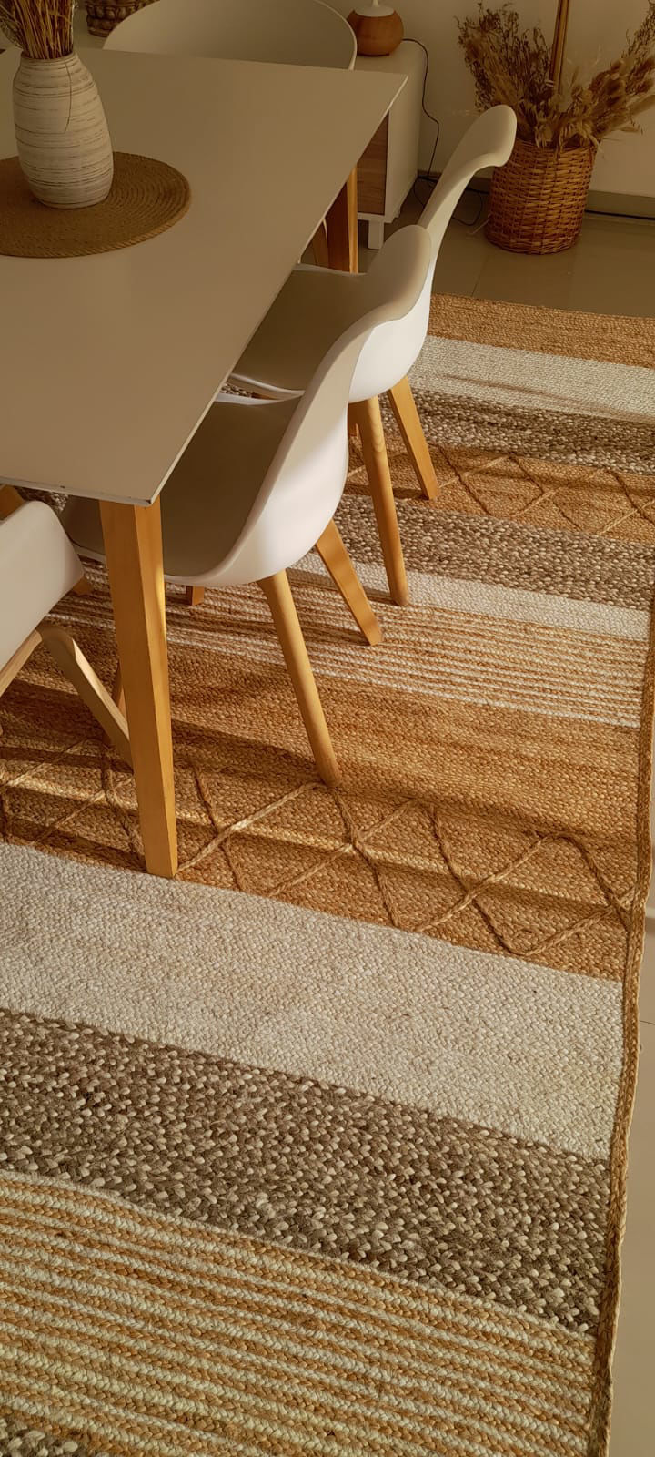 alfombra de yute mullticolor